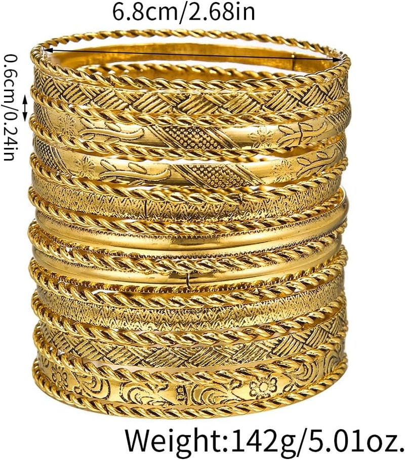 RINTOLER Store 16Pcs Gold Bangle Bracelets for Women - Multi Layer Stackable Textured Bracelets Boho Jewelrys Set. - Image 5